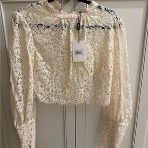 Bardot Cream Lace Long Sleeve Top